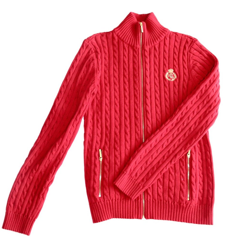 Lauren Ralph Lauren Cable-Knit Zip-Up Sweater (L)